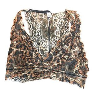 Francesca's Collections Lace Racerback Bralette Leopard Print XS Womens Animal